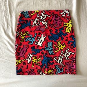 Keith Haring pencil short skirt
